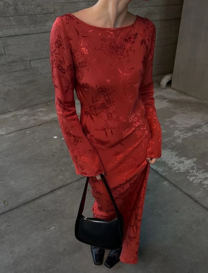 Red floral dress
